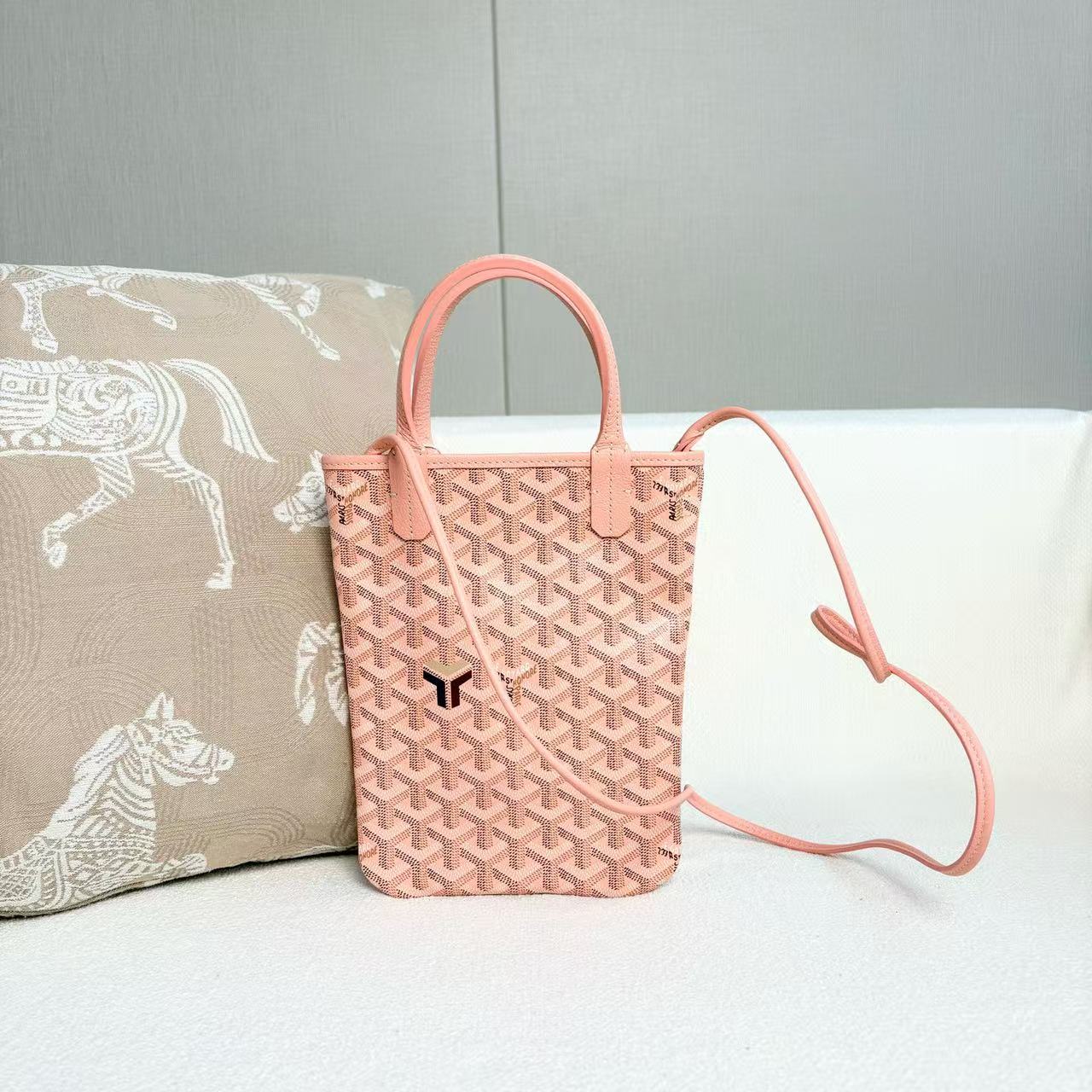 Goyard - Poitiers Mini Tote - Goyardine canvas with leather trim - Pink with Silver-Tone Hardware - (mini)