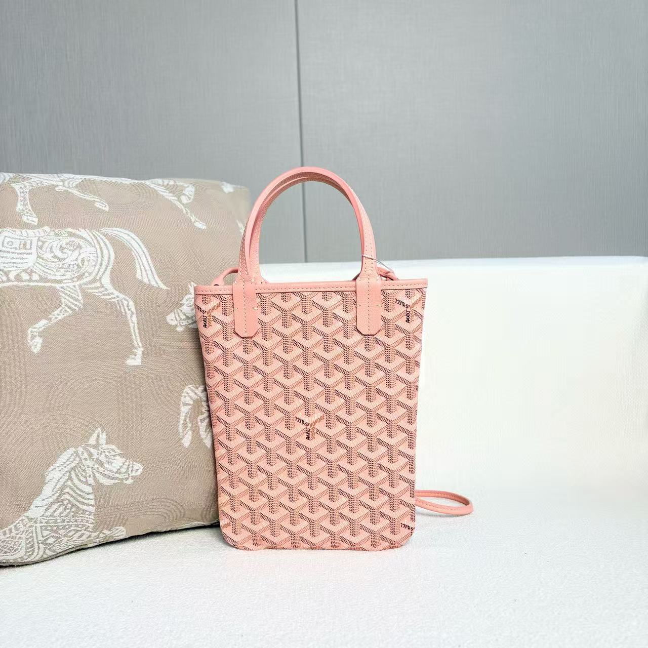 Goyard - Poitiers Mini Tote - Goyardine canvas with leather trim - Pink with Silver-Tone Hardware - (mini)