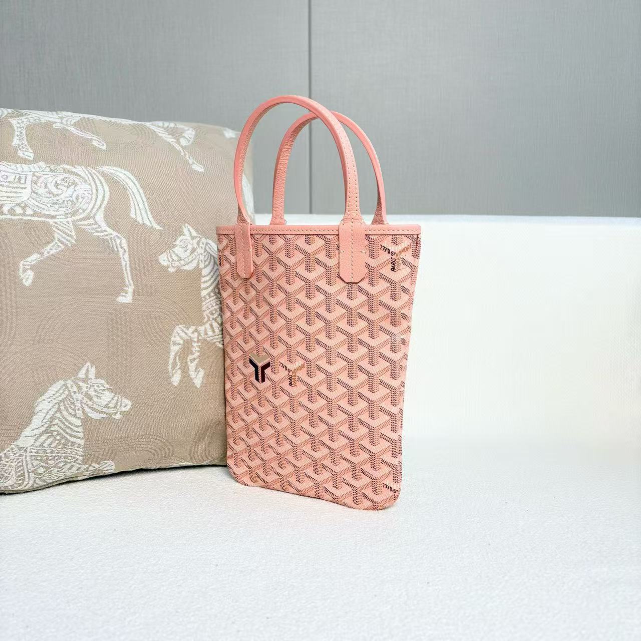 Goyard - Poitiers Mini Tote - Goyardine canvas with leather trim - Pink with Silver-Tone Hardware - (mini)