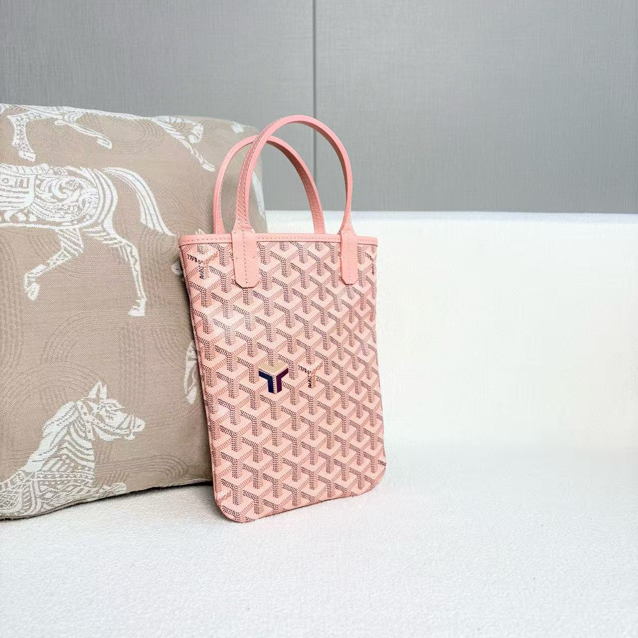 Goyard - Poitiers Mini Tote - Goyardine canvas with leather trim - Pink with Silver-Tone Hardware - (mini)