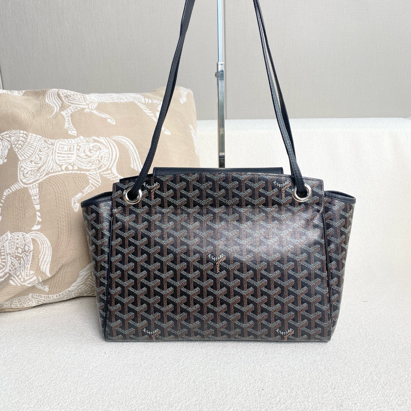 Goyard - Routter Flap Tote - Goyardine canvas and Leather - Black - (medium)