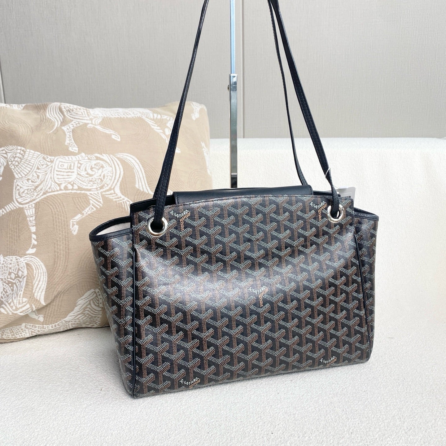 Goyard - Routter Flap Tote - Goyardine canvas and Leather - Black - (medium)