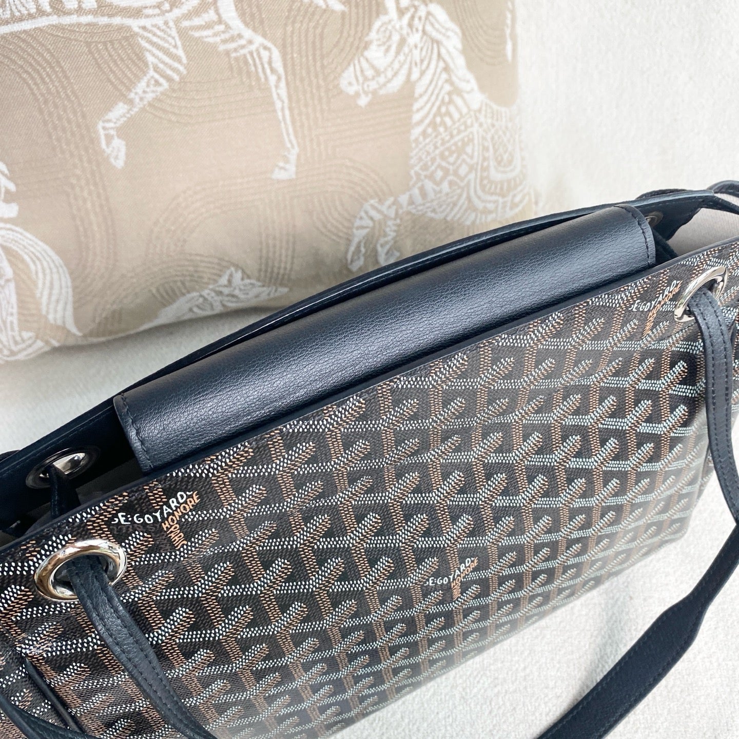 Goyard - Routter Flap Tote - Goyardine canvas and Leather - Black - (medium)
