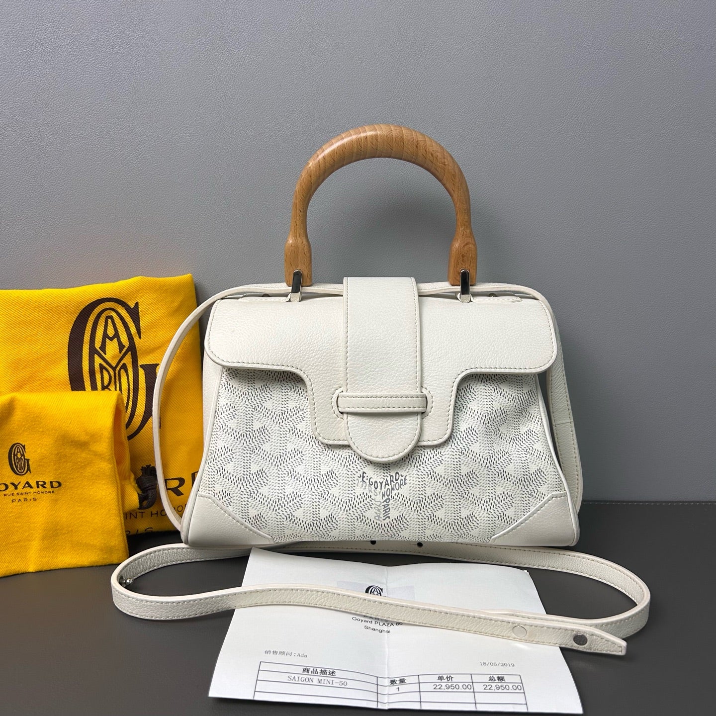 Goyard - Saigon Mini - Goyardine canvas with cowhide leather trim and wooden handle - White - (Small)