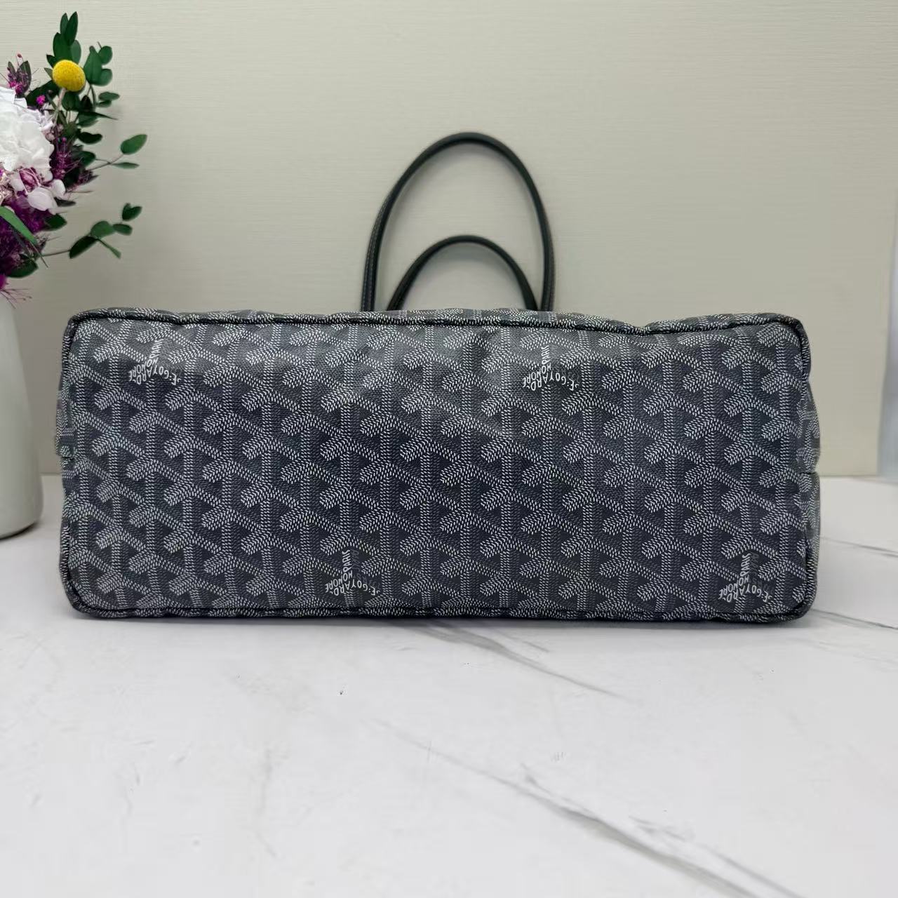 Goyard - Saint Louis - Goyardine canvas and leather trim - Grey with white stitching - (Small)