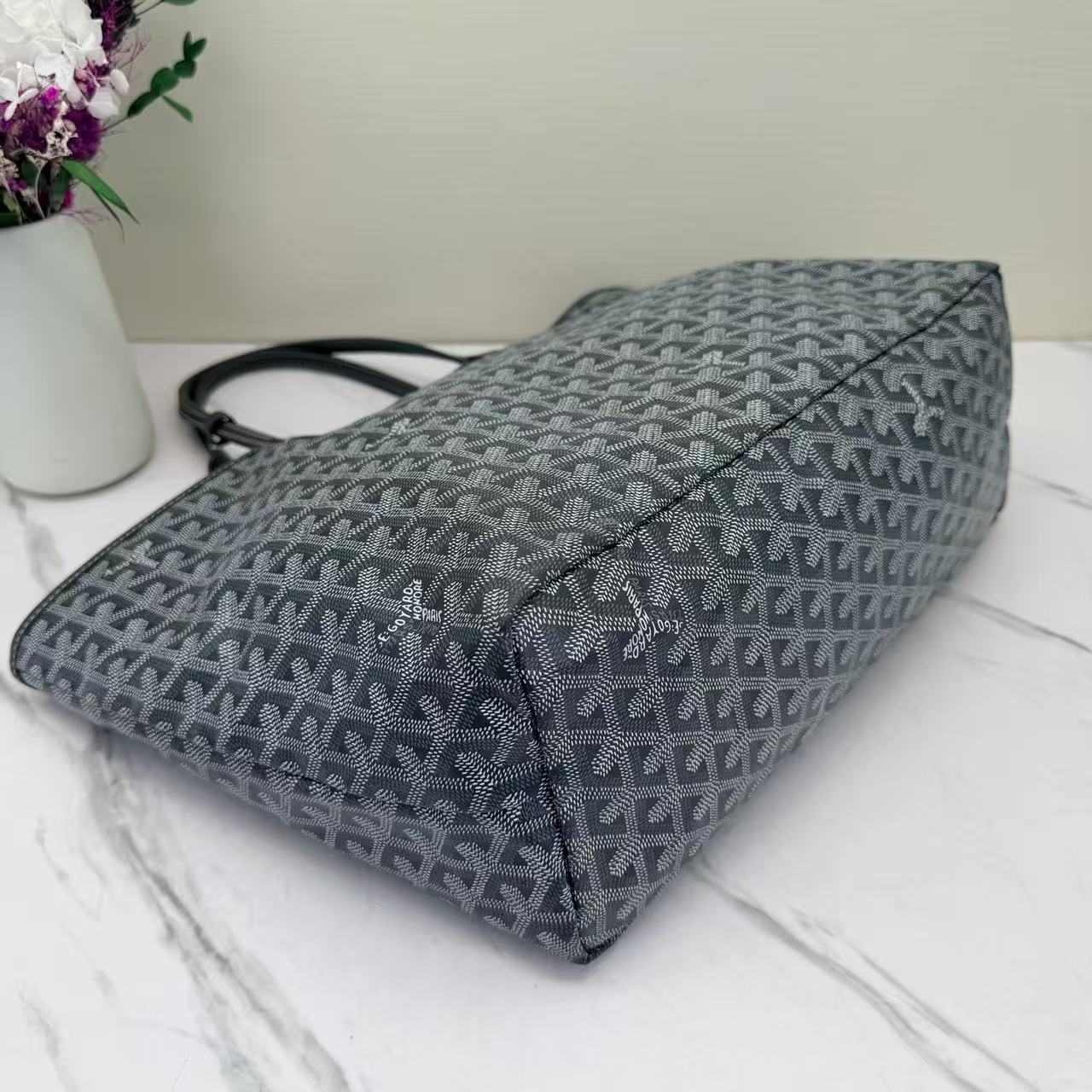 Goyard - Saint Louis - Goyardine canvas and leather trim - Grey with white stitching - (Small)