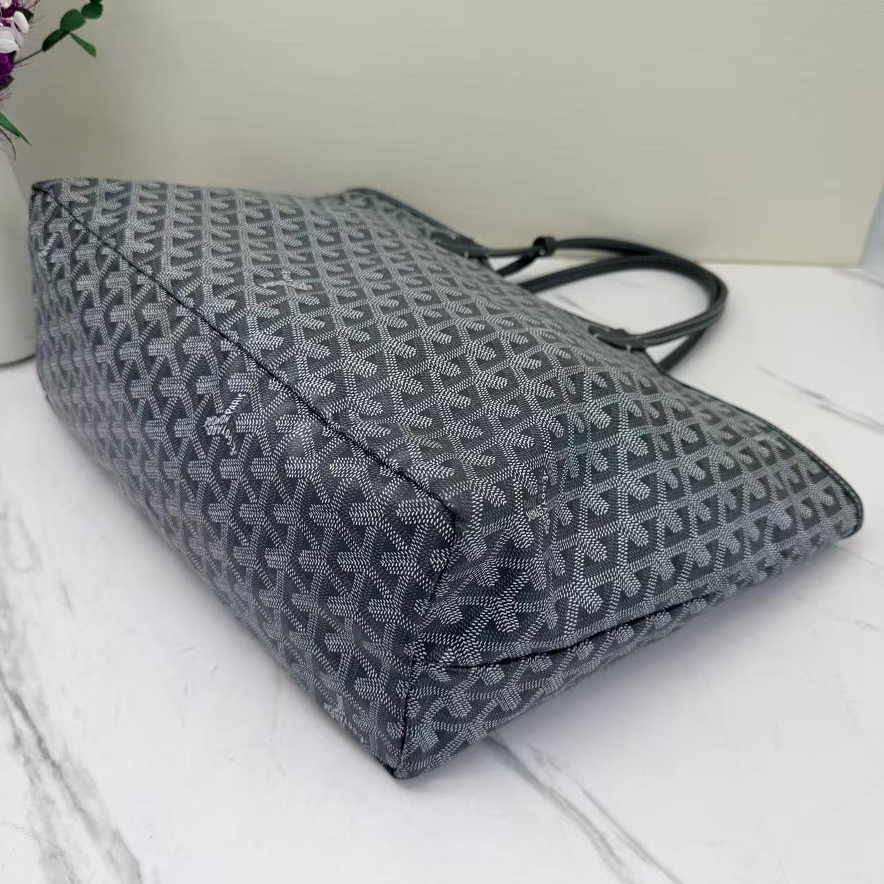Goyard - Saint Louis - Goyardine canvas and leather trim - Grey with white stitching - (Small)