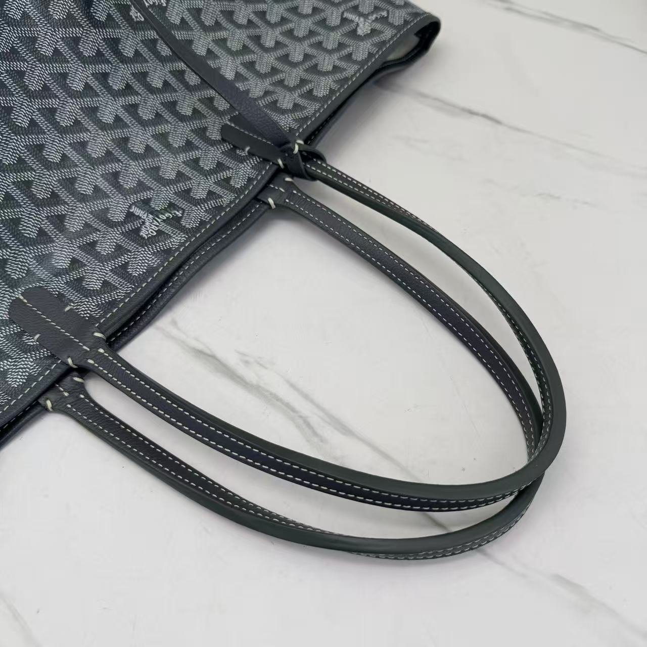 Goyard - Saint Louis - Goyardine canvas and leather trim - Grey with white stitching - (Small)