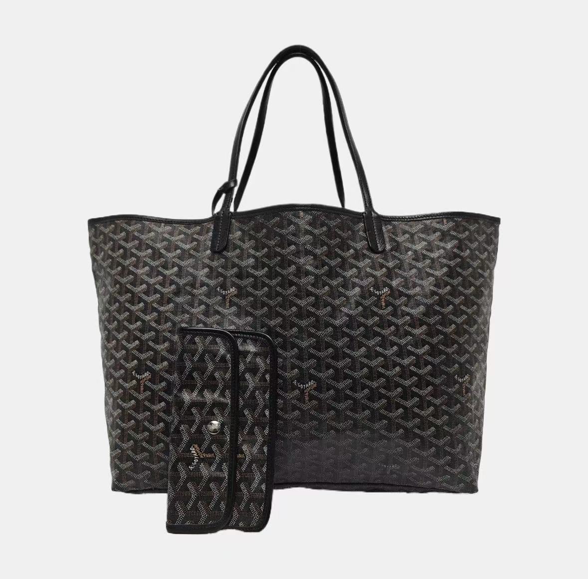 Goyard - Saint Louis - Goyardine canvas with leather trim - Black - (Large)