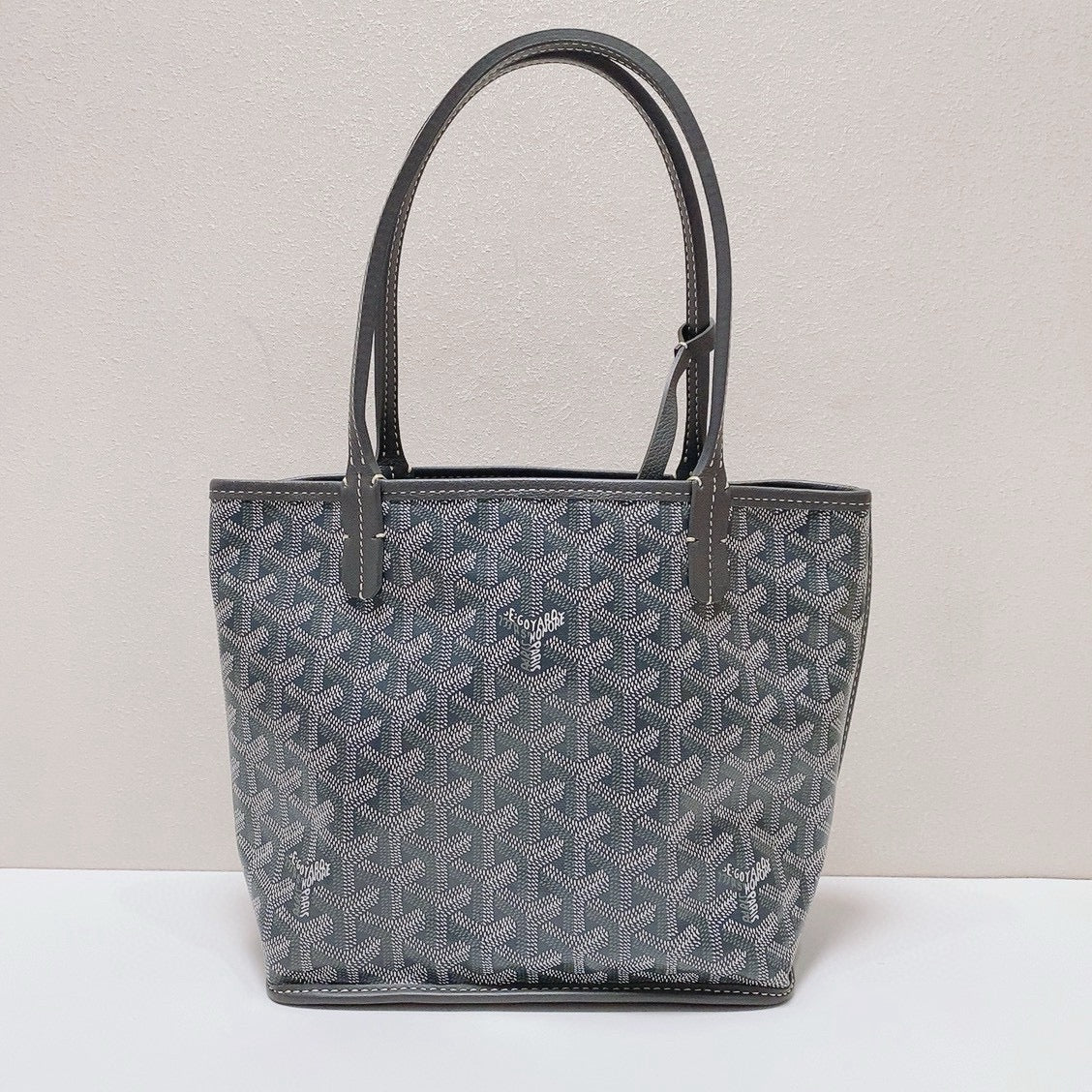 Goyard - Saint Louis Mini Tote with Pouch - Goyardine canvas with leather trim - Grey - (mini)