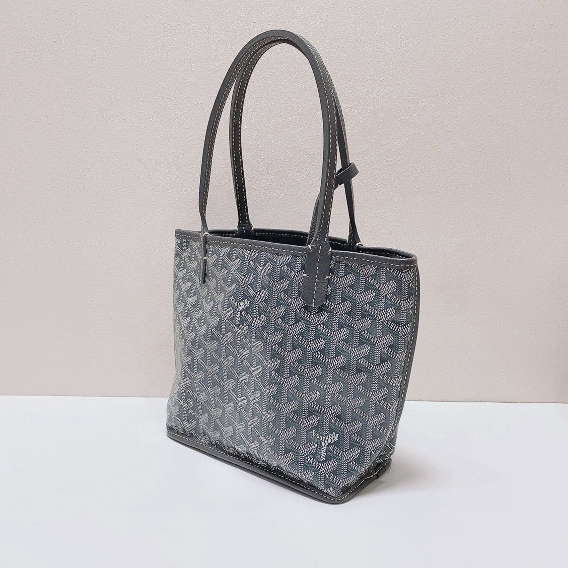 Goyard - Saint Louis Mini Tote with Pouch - Goyardine canvas with leather trim - Grey - (mini)