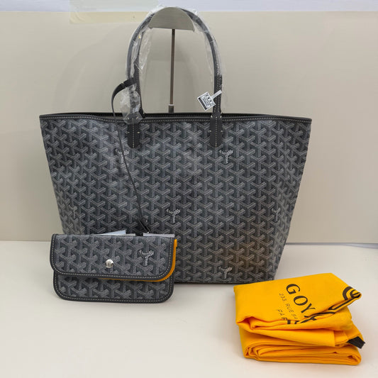 Goyard - Saint Louis PM (Petit Modèle) Tote Bag - Goyardine canvas with leather trim - Grey - (Small)