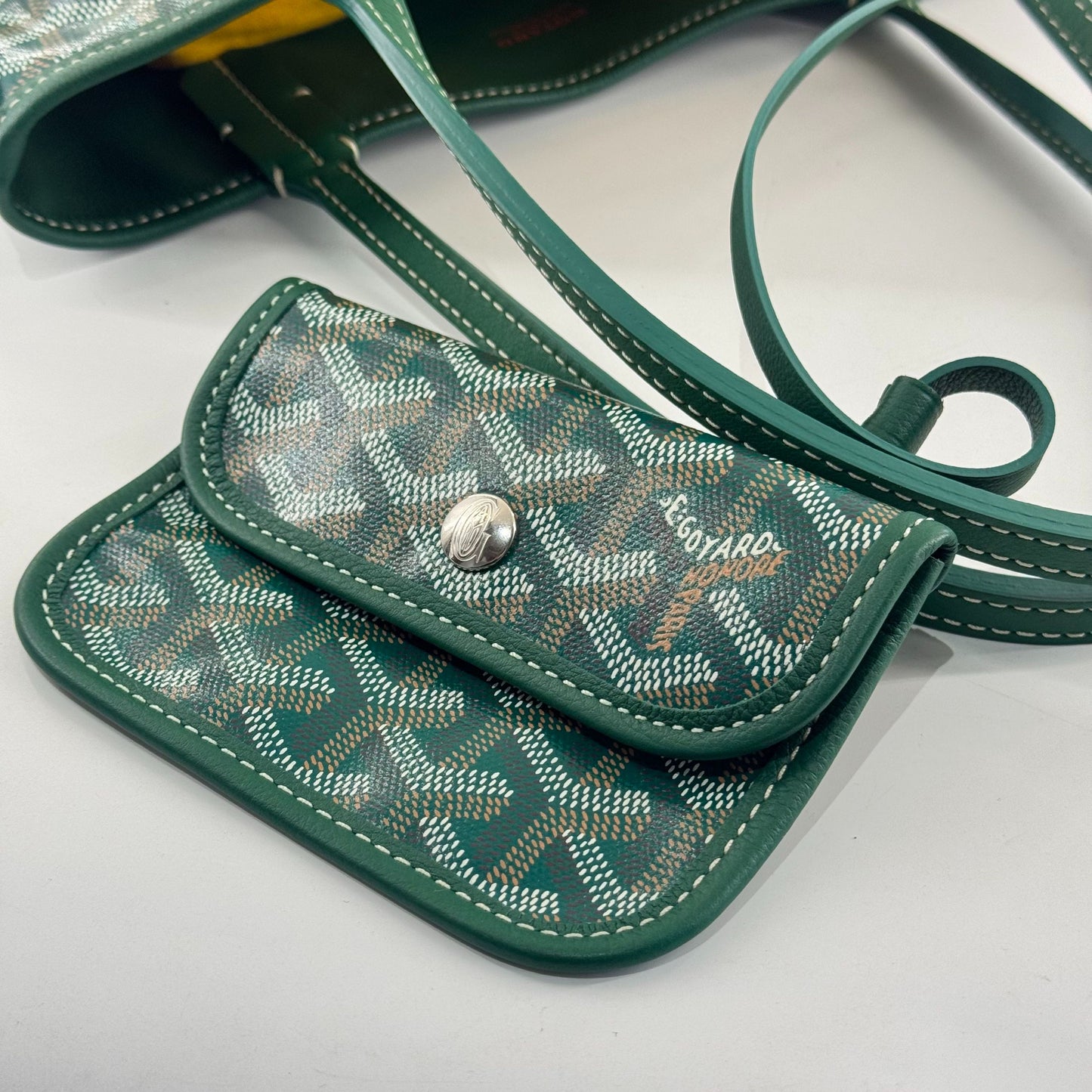 Goyard - Saint Louis Tote - Goyardine canvas with leather trim - Green - (small)