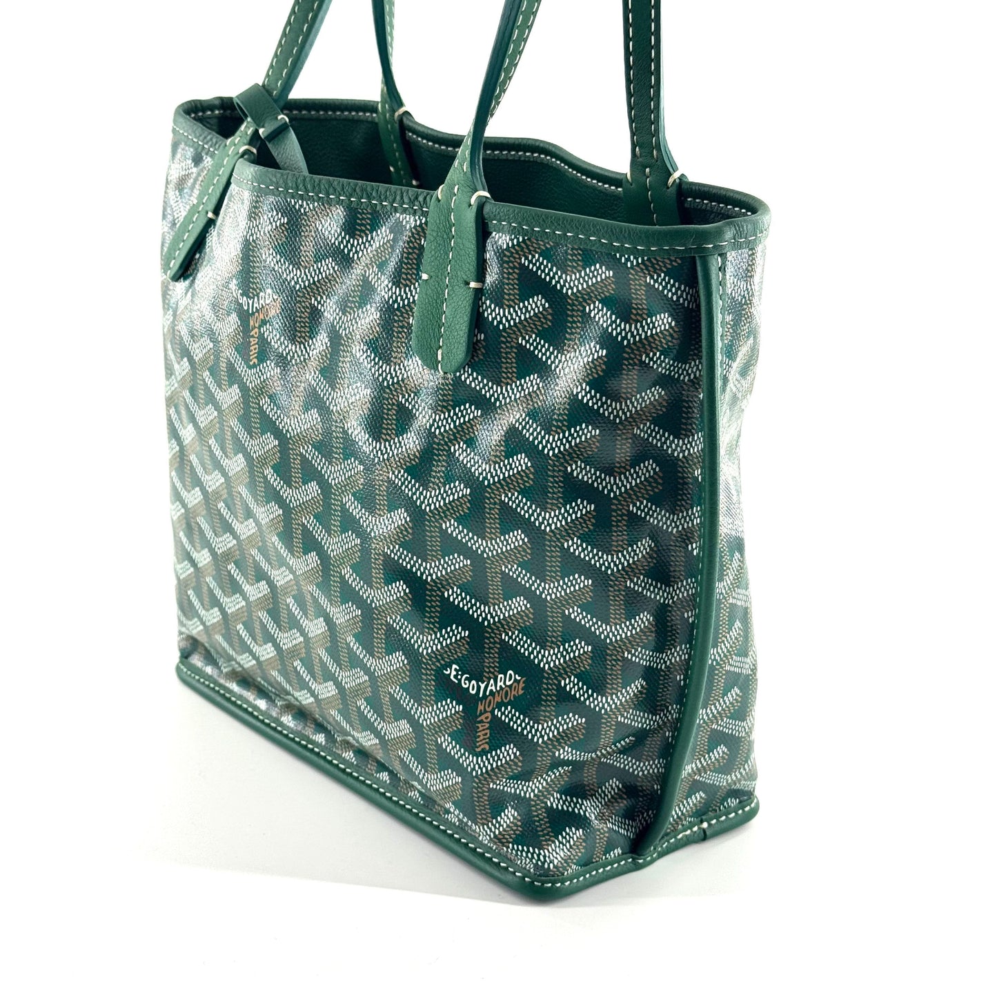 Goyard - Saint Louis Tote - Goyardine canvas with leather trim - Green - (small)