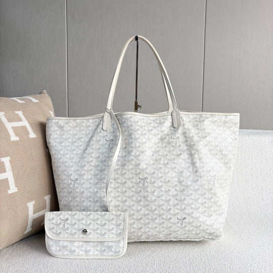 Goyard - St. Louis Tote GM - Goyardine canvas with leather trim - White - (large)