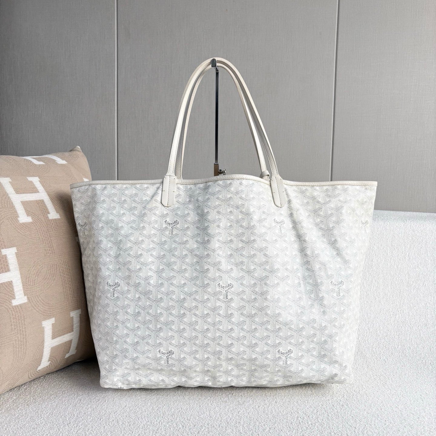 Goyard - St. Louis Tote GM - Goyardine canvas with leather trim - White - (large)