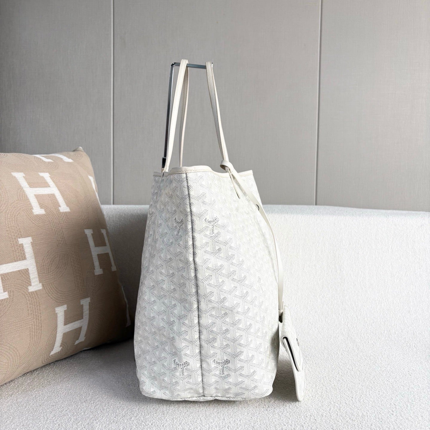 Goyard - St. Louis Tote GM - Goyardine canvas with leather trim - White - (large)