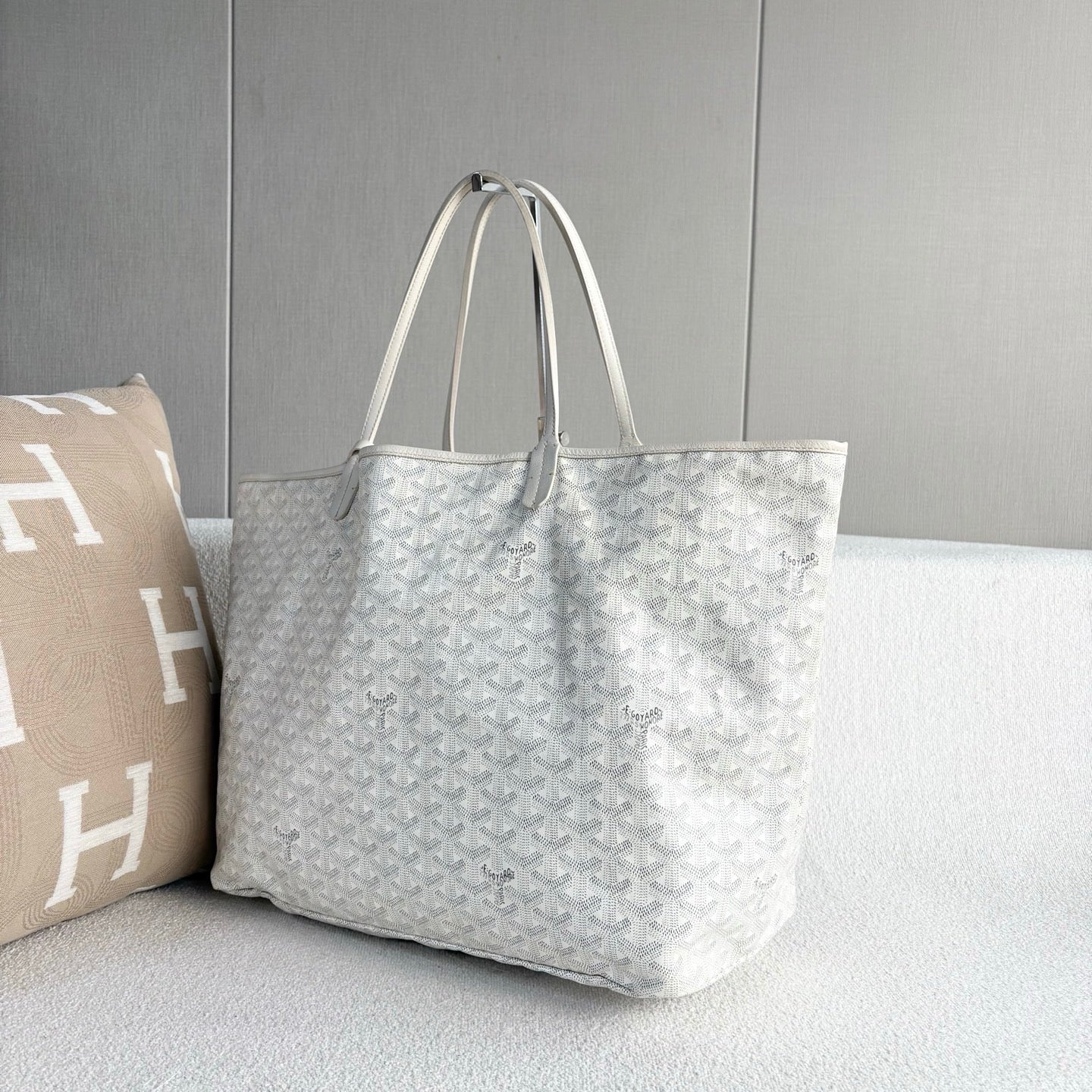 Goyard - St. Louis Tote GM - Goyardine canvas with leather trim - White - (large)