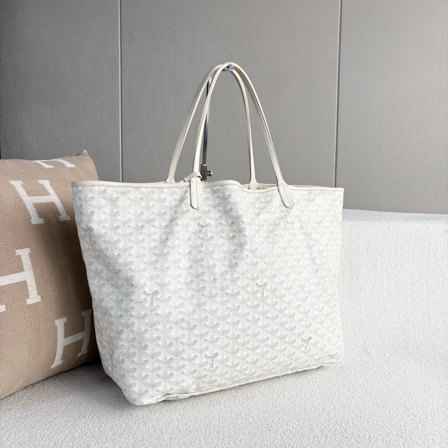 Goyard - St. Louis Tote GM - Goyardine canvas with leather trim - White - (large)