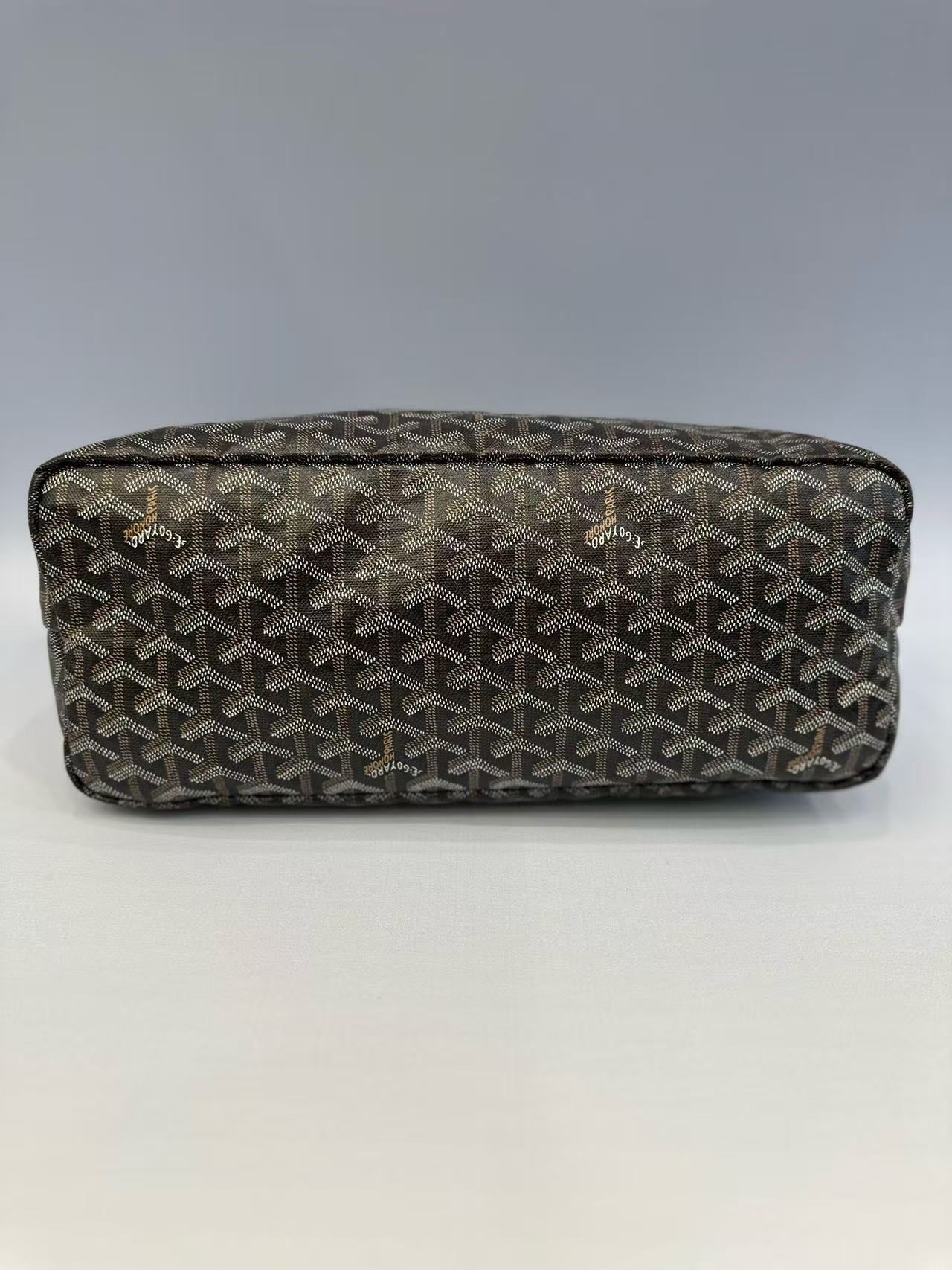 Goyard - St. Louis Tote - Goyardine canvas with leather trim - Black and brown (monogram) - (Medium)