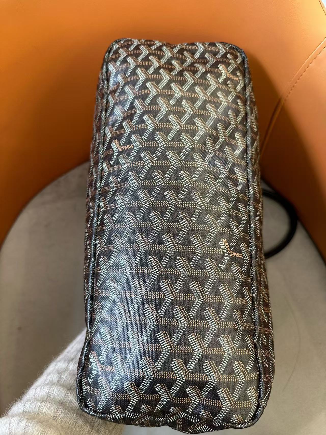 Goyard - St. Louis Tote - Goyardine canvas with leather trim - Black and brown (monogram) - (Medium)