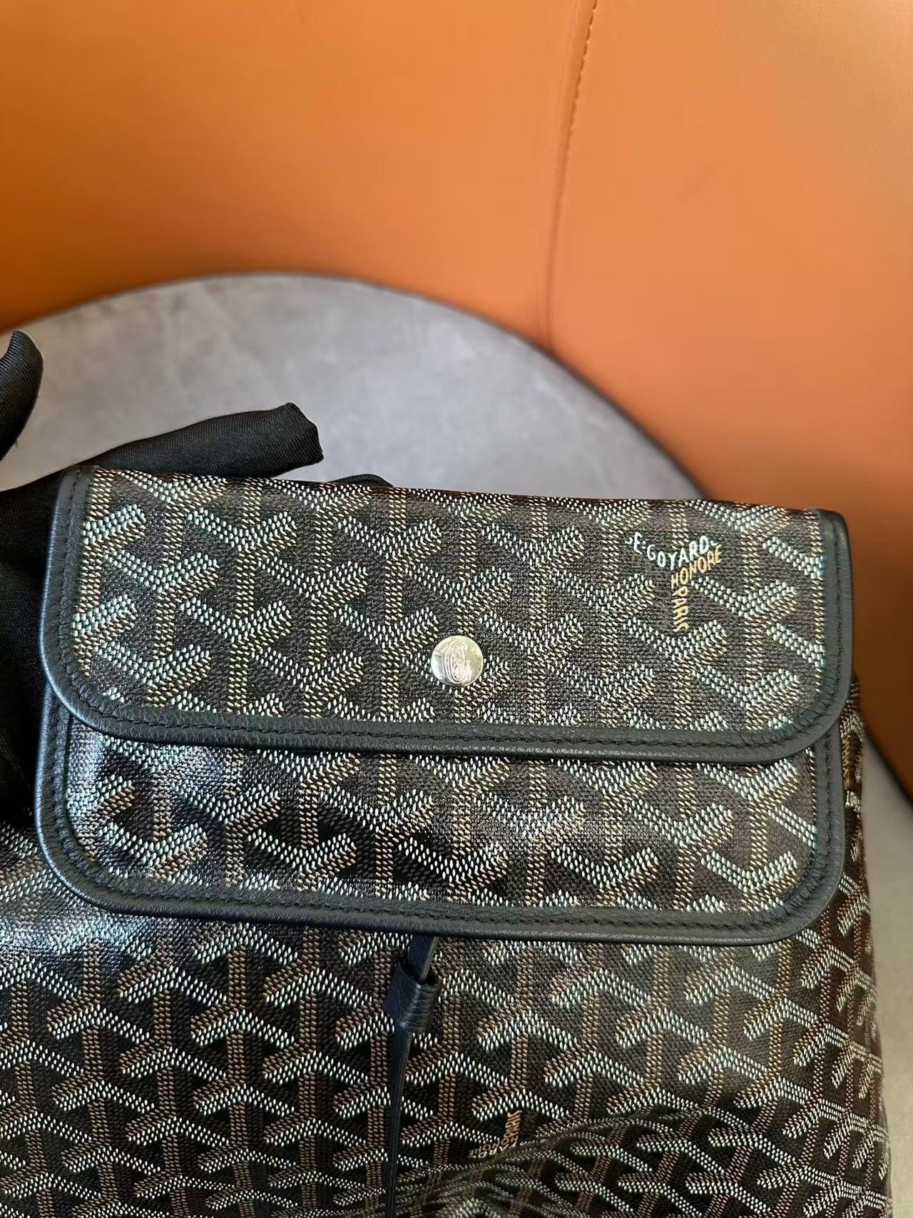 Goyard - St. Louis Tote - Goyardine canvas with leather trim - Black and brown (monogram) - (Medium)