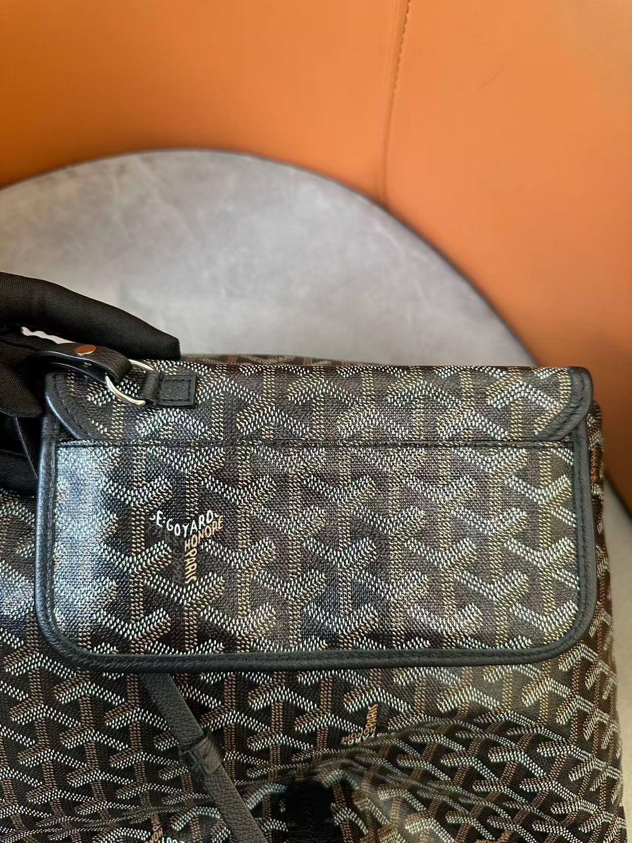 Goyard - St. Louis Tote - Goyardine canvas with leather trim - Black and brown (monogram) - (Medium)