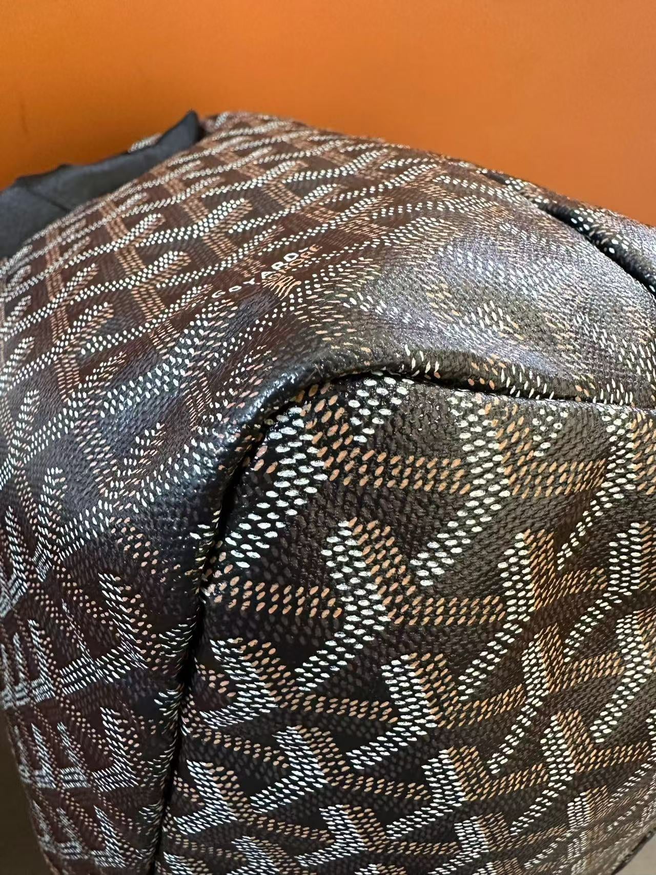 Goyard - St. Louis Tote - Goyardine canvas with leather trim - Black and brown (monogram) - (Medium)