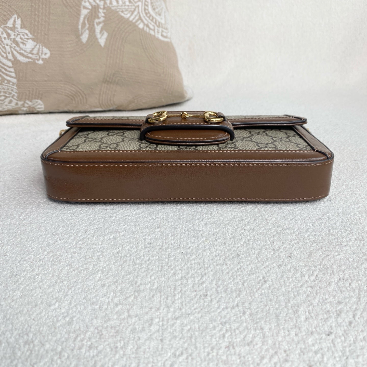 Gucci - 1955 Horizontal Baguette - GG Supreme canvas with leather trim - Beige and Brown - (mini)