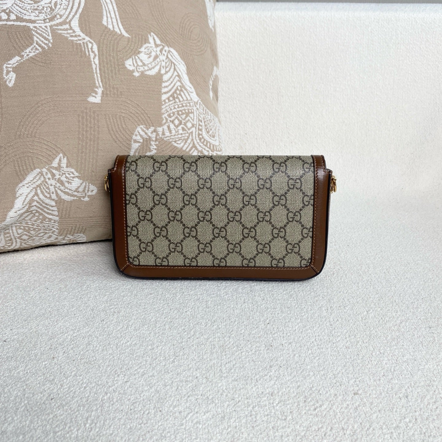Gucci - 1955 Horizontal Baguette - GG Supreme canvas with leather trim - Beige and Brown - (mini)