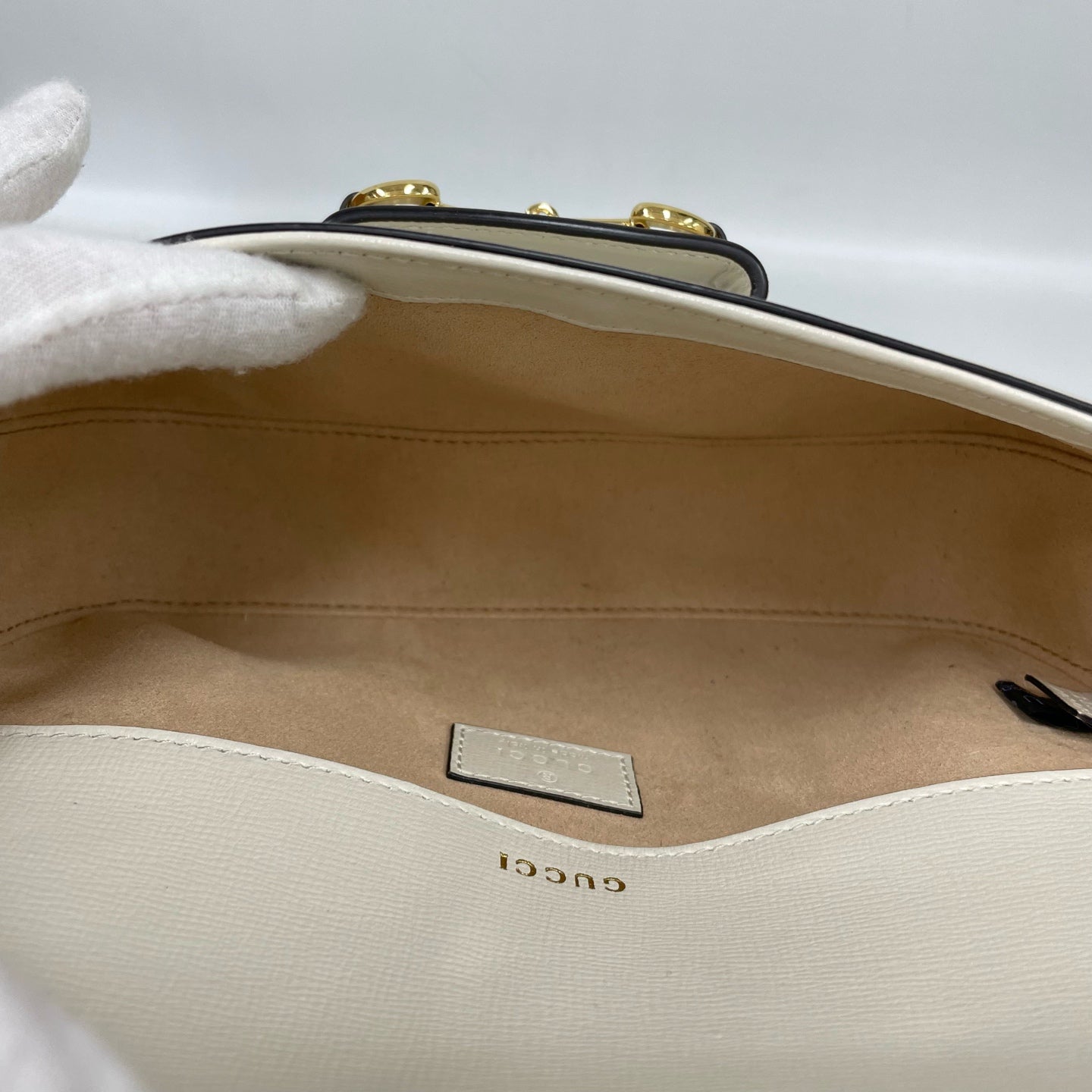 Gucci - 1955 Horsebit Baguette - Grained leather - White - (mini)