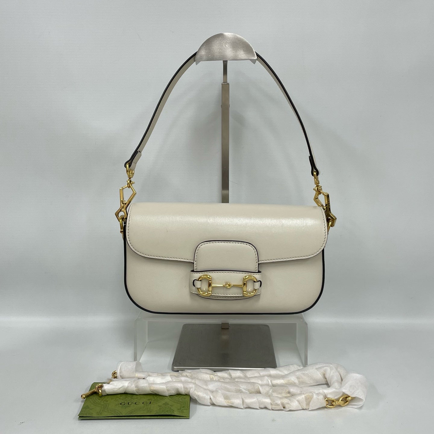Gucci - 1955 Horsebit Baguette - Grained leather - White - (mini)