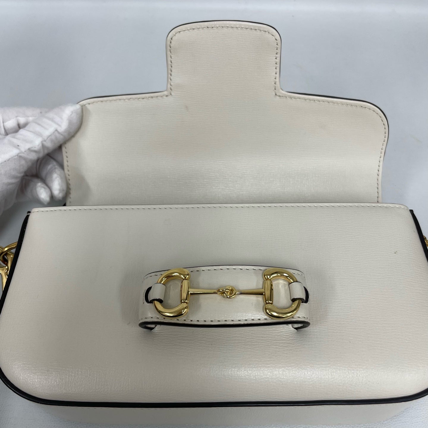 Gucci - 1955 Horsebit Baguette - Grained leather - White - (mini)