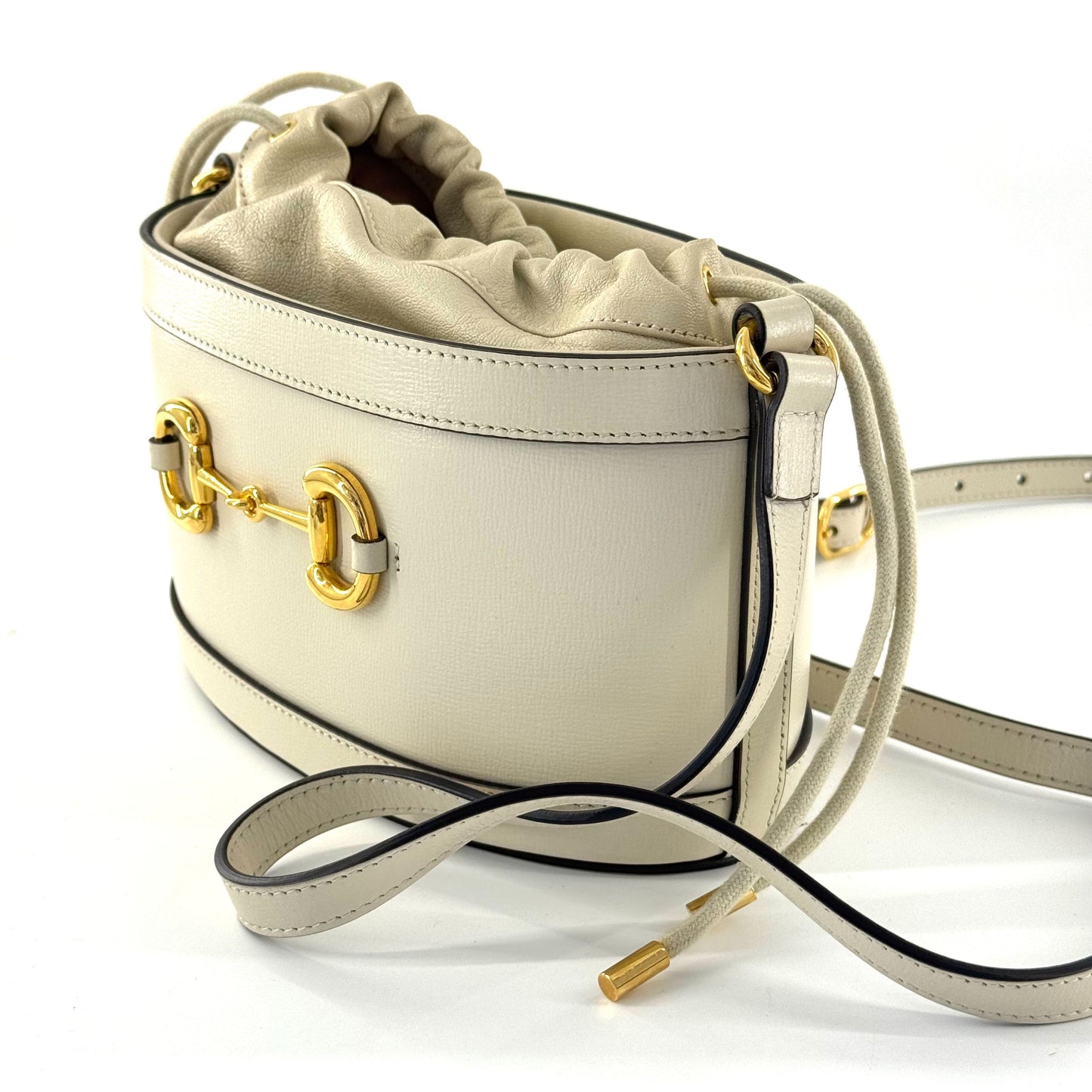 Gucci - 1955 Horsebit Bucket Bag - Leather - White - (Medium)