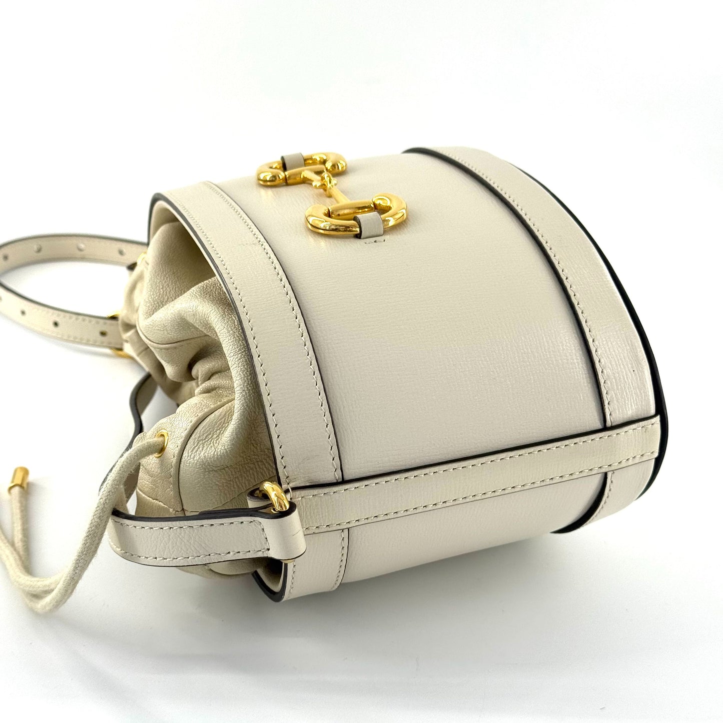Gucci - 1955 Horsebit Bucket Bag - Leather - White - (Medium)