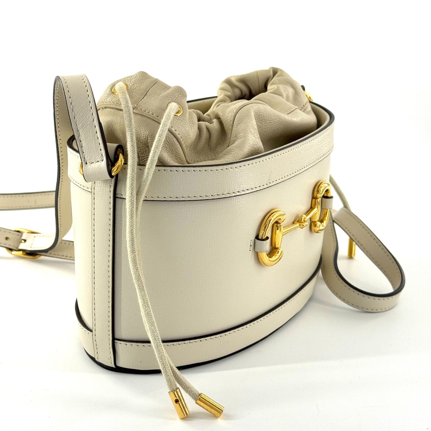 Gucci - 1955 Horsebit Bucket Bag - Leather - White - (Medium)