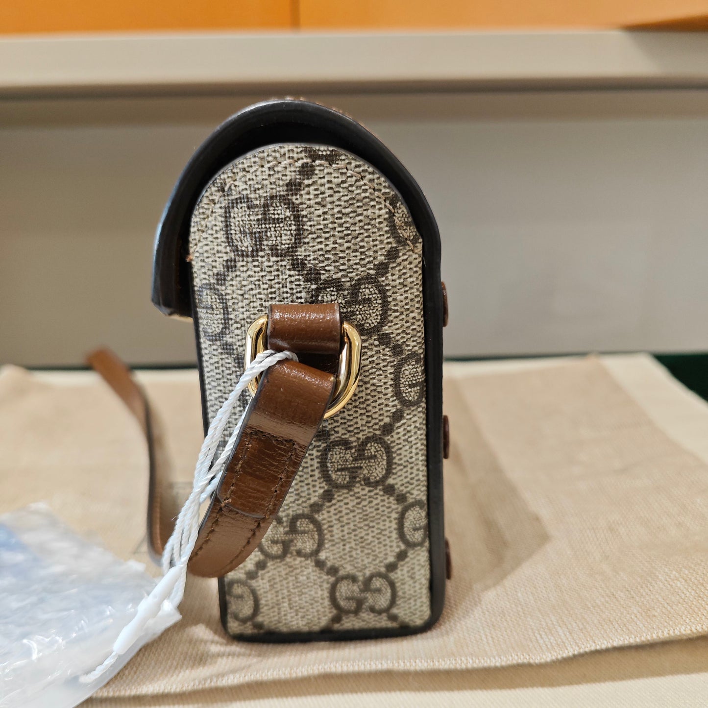 Gucci - 1955 Horsebit Camera Bag - GG Supreme canvas with leather trim - Brown - (mini)