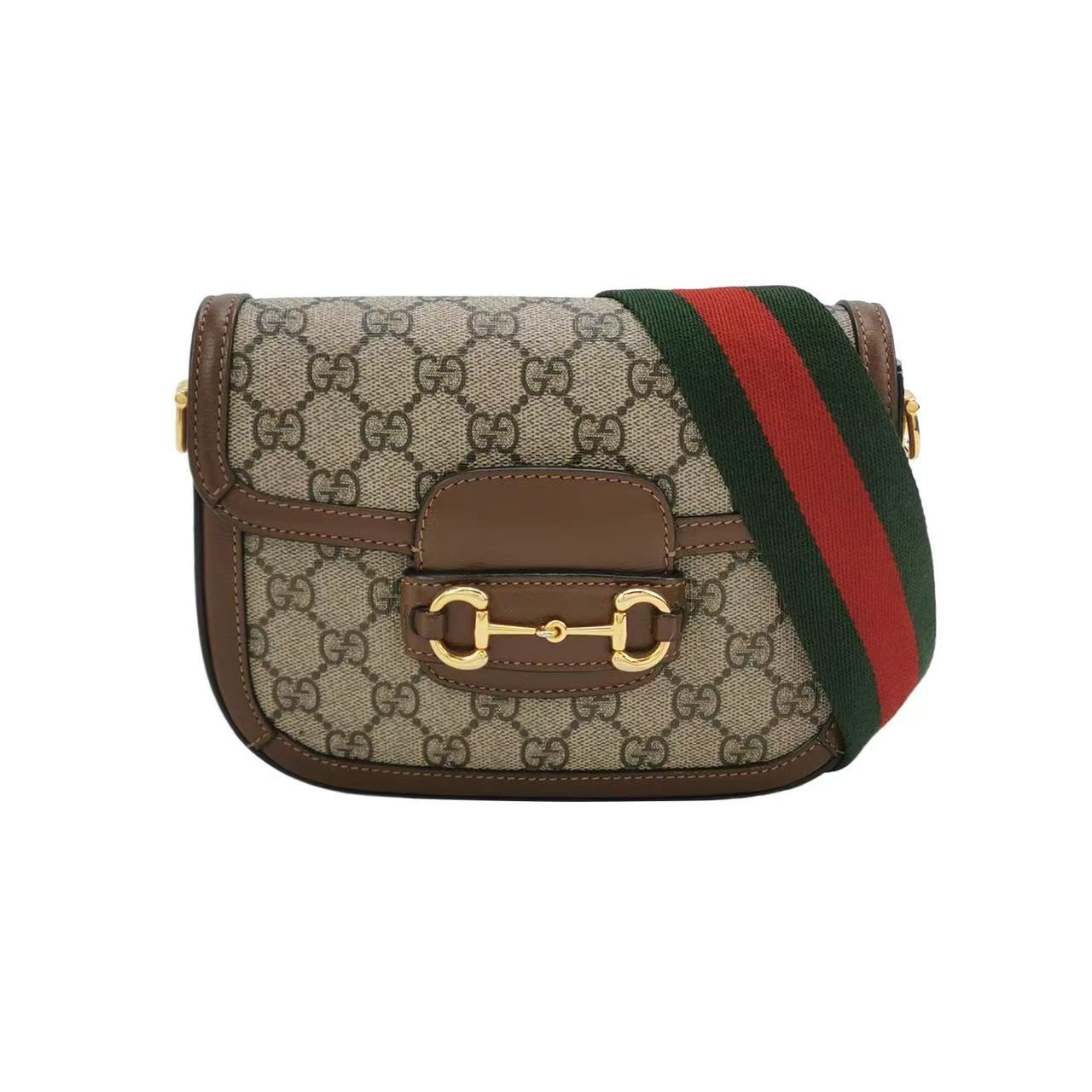 Gucci - 1955 Horsebit - GG Supreme canvas with leather trim - Brown - (small)