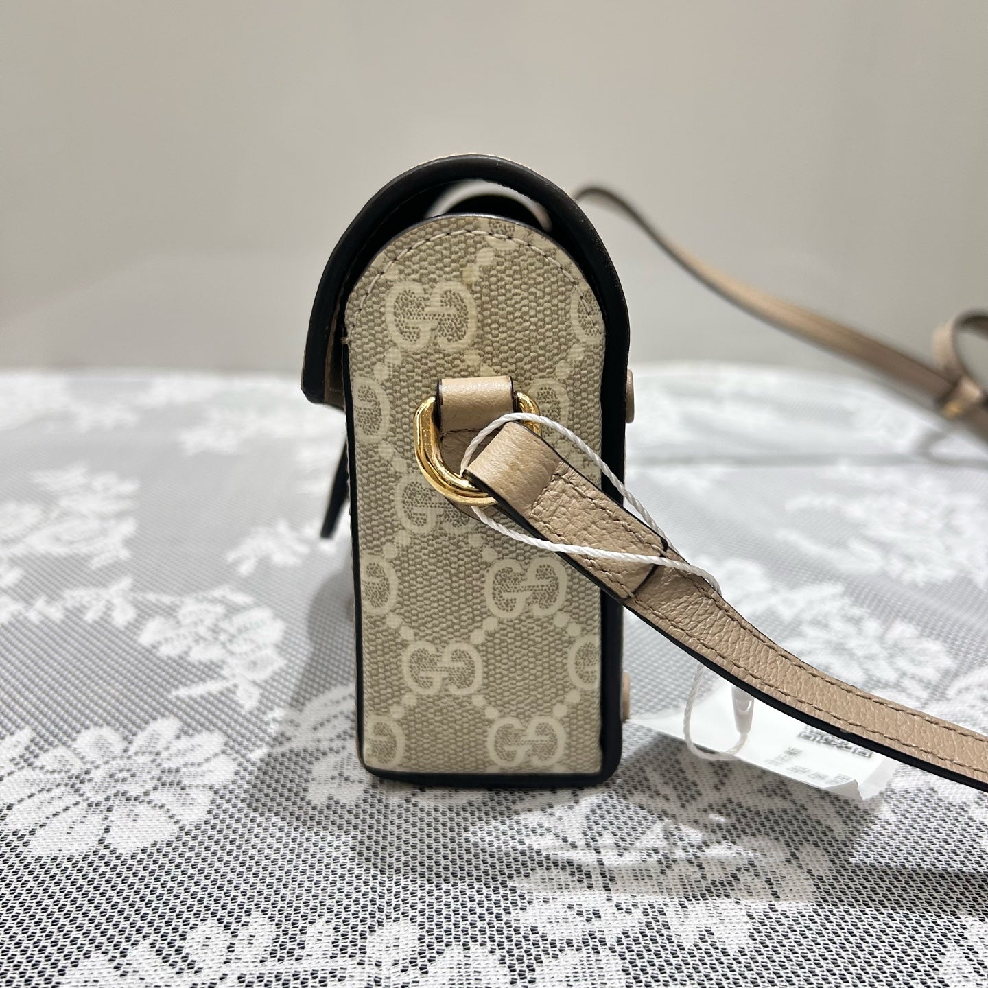 Gucci - 1955 Horsebit Horizontal Phone Bag - GG Supreme canvas with leather trim - Beige - (mini)