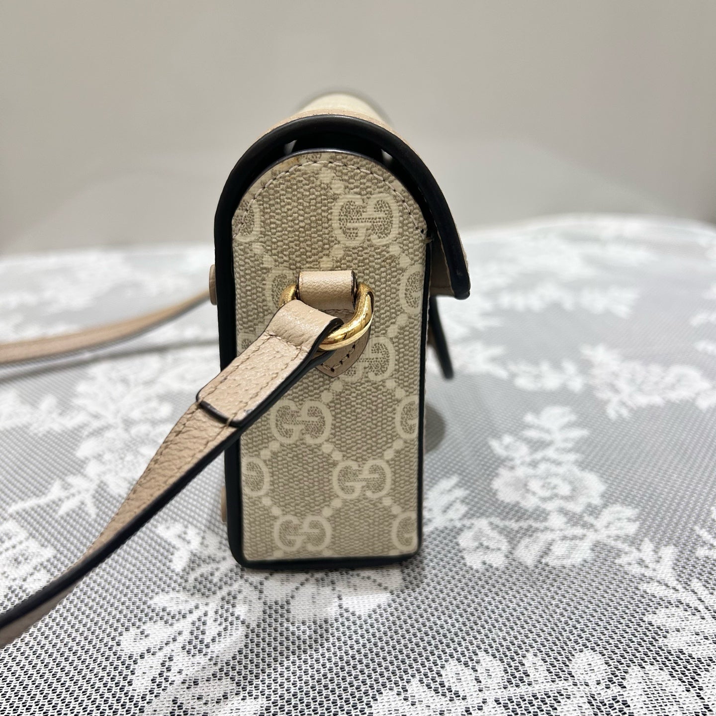 Gucci - 1955 Horsebit Horizontal Phone Bag - GG Supreme canvas with leather trim - Beige - (mini)