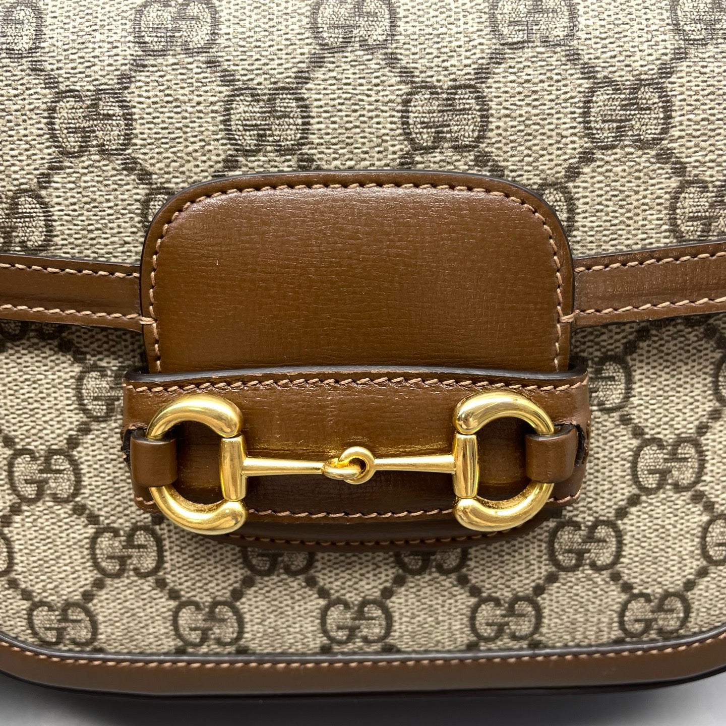 Gucci - 1955 Horsebit Mini Bag - GG Supreme canvas with leather trim - Caramel with brown GG Supreme canvas - (mini)