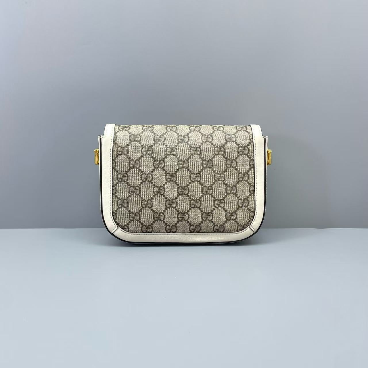 Gucci - 1955 Horsebit Mini Bag - GG Supreme coated canvas with leather trim - Beige and White - (mini)