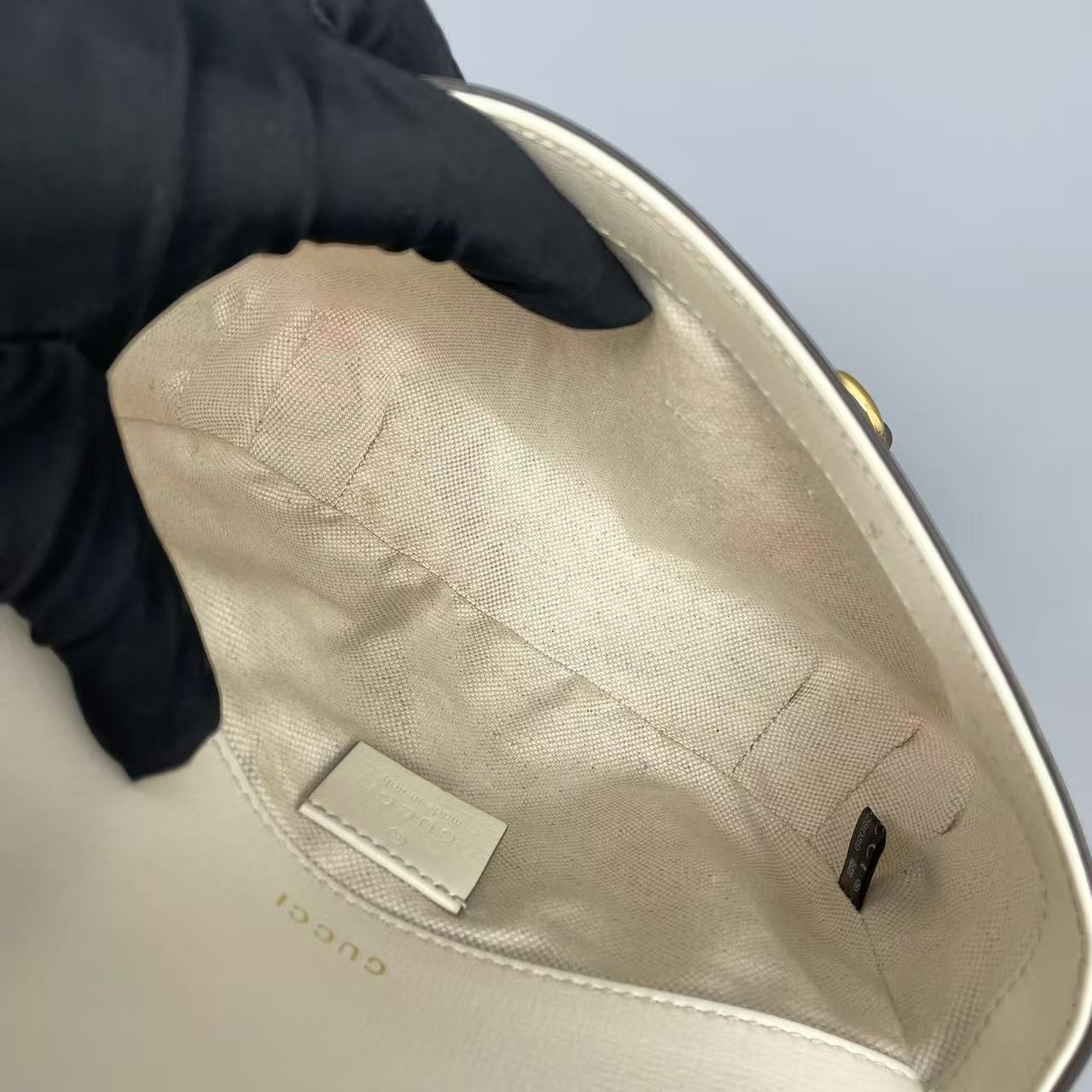 Gucci - 1955 Horsebit Mini Bag - GG Supreme coated canvas with leather trim - Beige and White - (mini)
