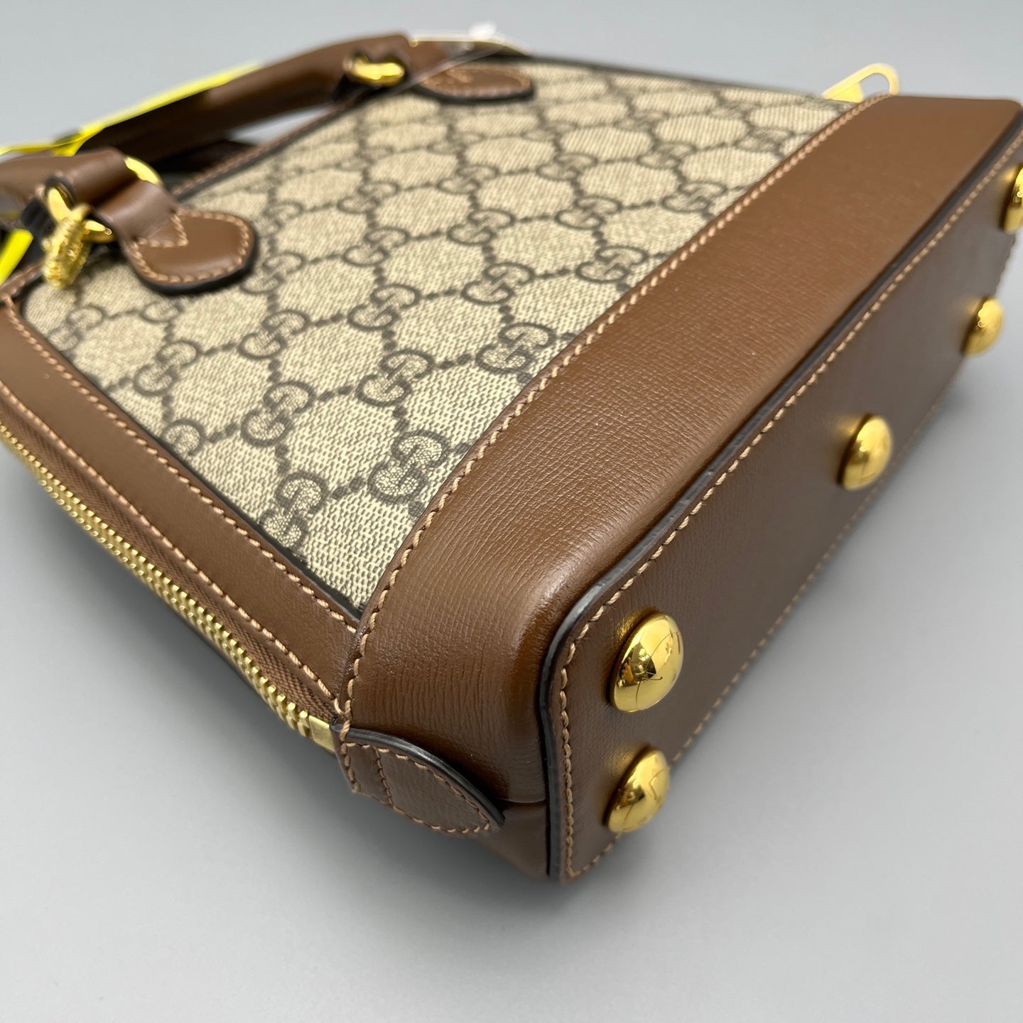 Gucci - 1955 Horsebit Mini Top Handle Bag - GG Supreme canvas with leather trim - Brown - (mini)