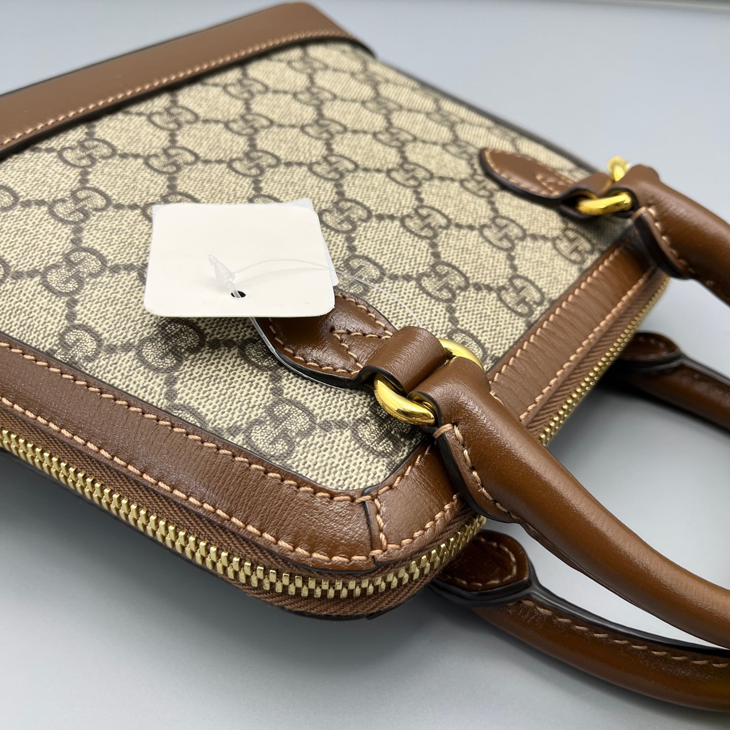 Gucci - 1955 Horsebit Mini Top Handle Bag - GG Supreme canvas with leather trim - Brown - (mini)