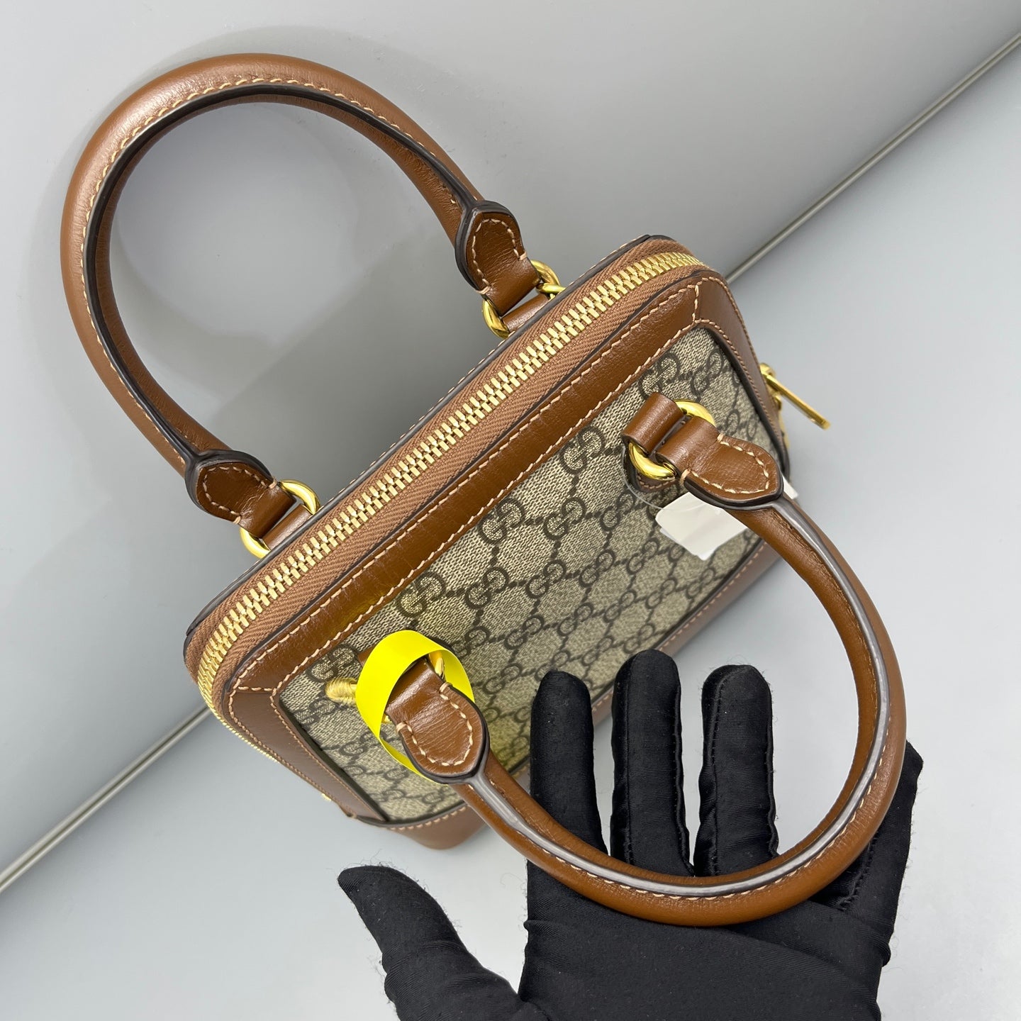 Gucci - 1955 Horsebit Mini Top Handle Bag - GG Supreme canvas with leather trim - Brown - (mini)