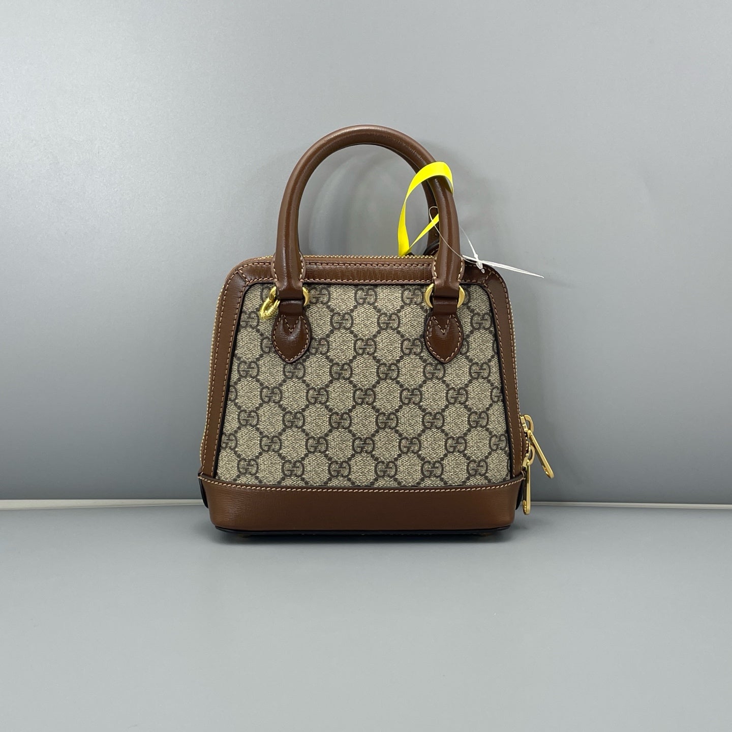 Gucci - 1955 Horsebit Mini Top Handle Bag - GG Supreme canvas with leather trim - Brown - (mini)