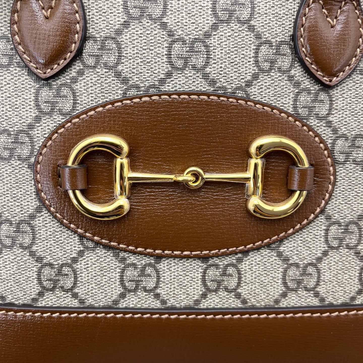 Gucci - 1955 Horsebit Mini Top Handle Bag - GG Supreme canvas with leather trim - Brown - (mini)