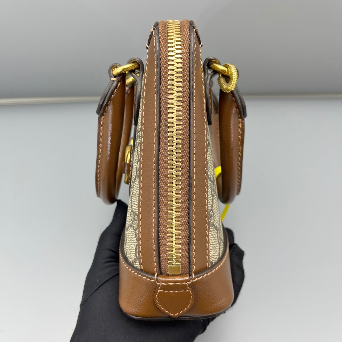 Gucci - 1955 Horsebit Mini Top Handle Bag - GG Supreme canvas with leather trim - Brown - (mini)
