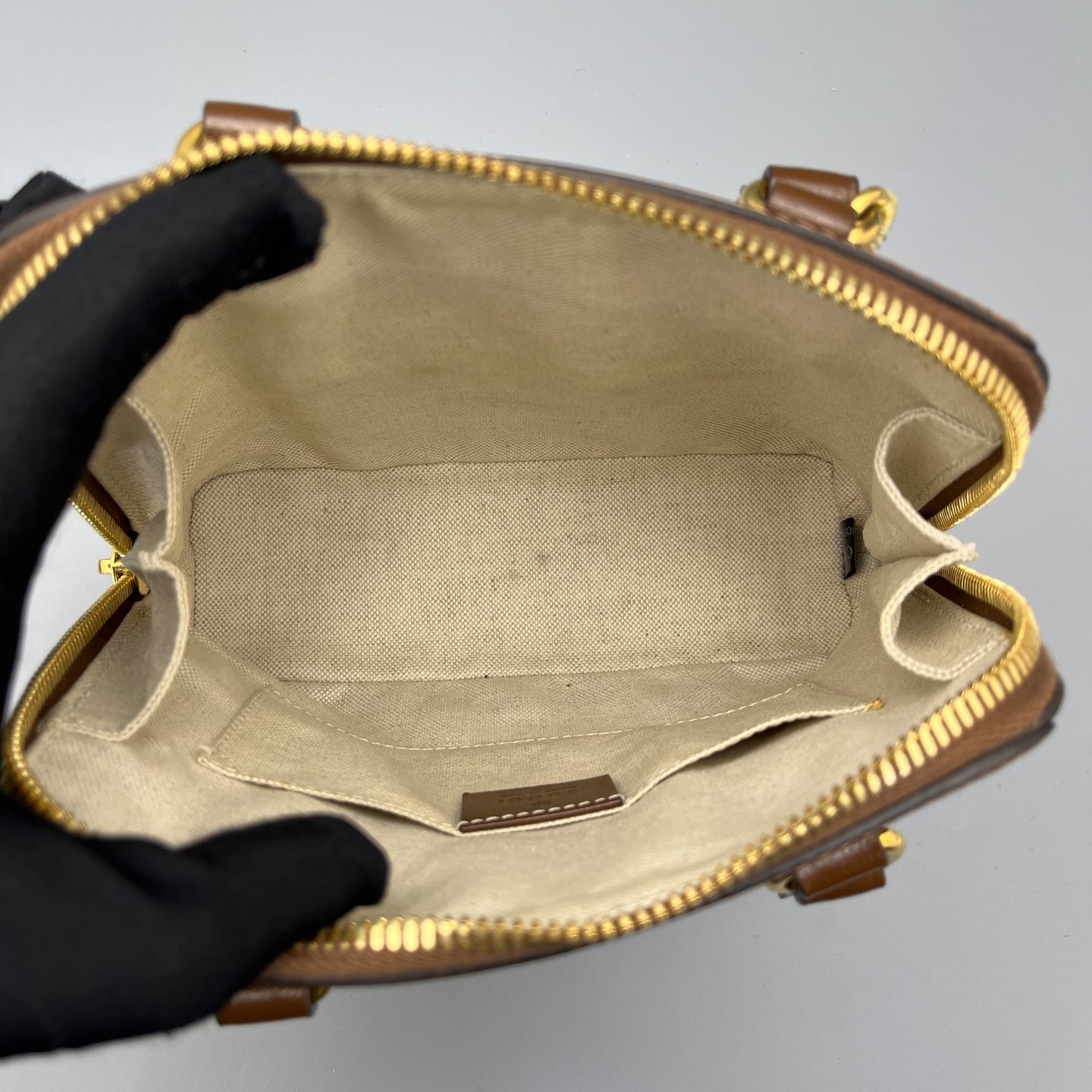 Gucci - 1955 Horsebit Mini Top Handle Bag - GG Supreme canvas with leather trim - Brown - (mini)